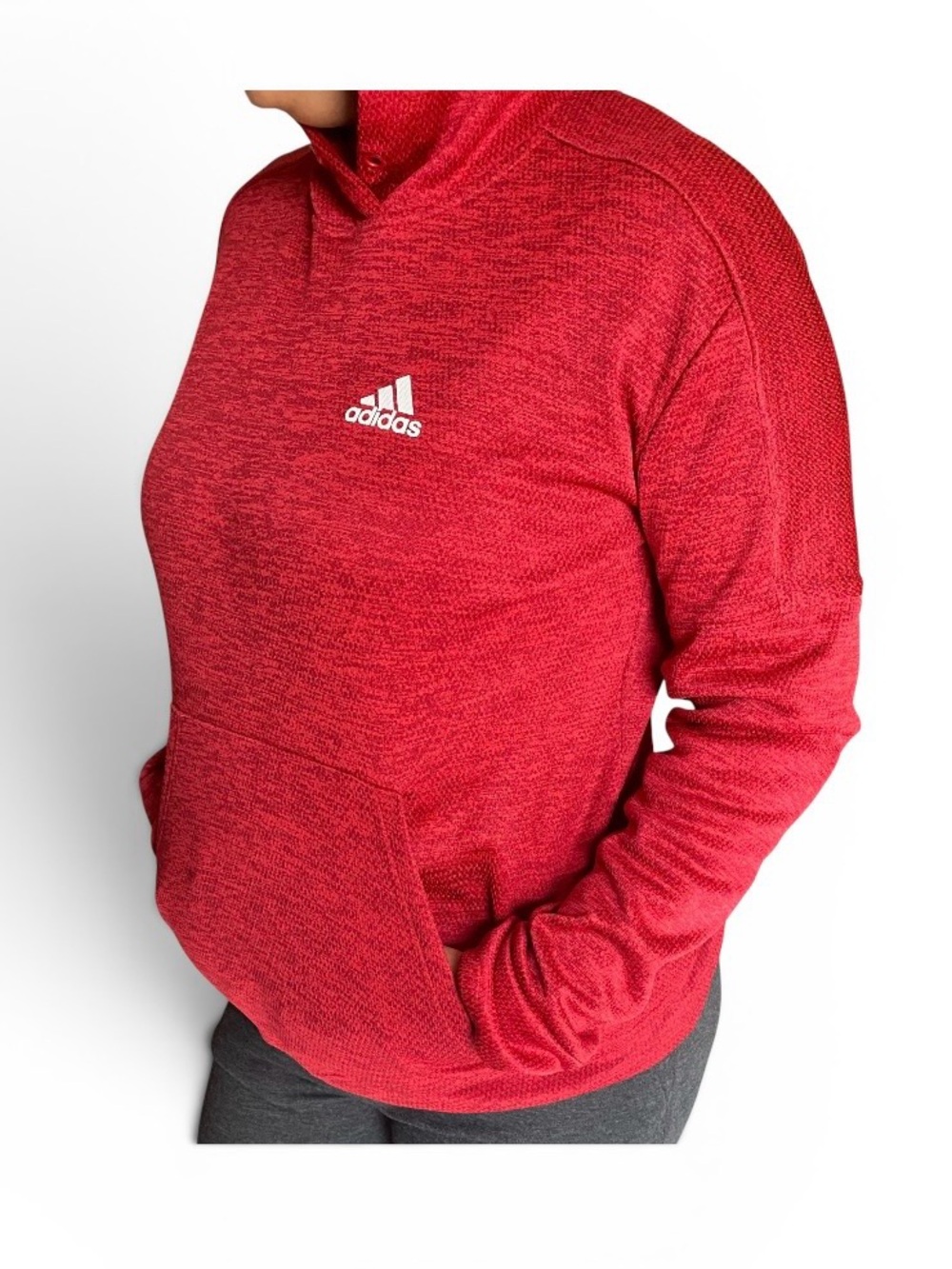 adidas Women's Heathered Red Hoodie with Logo